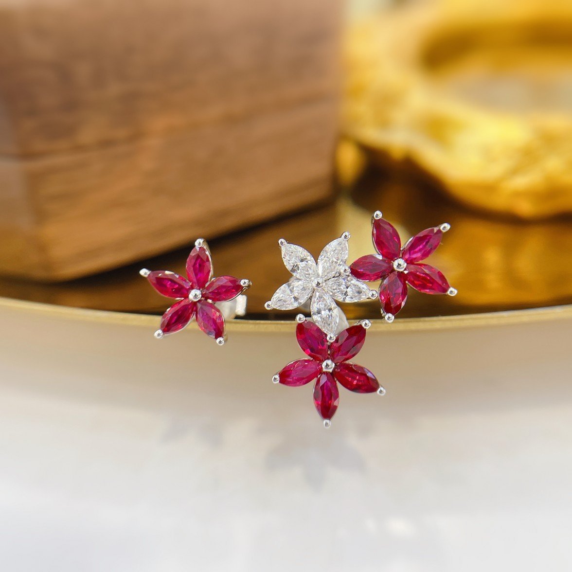 Ruby Earring 1.65 Cts in 18k Gold Jewelry