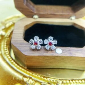 Ruby Earring 0.16 Cts in 18k Gold Jewelry