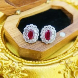 Ruby Earring 1.00 Cts in 18k Gold Jewelry