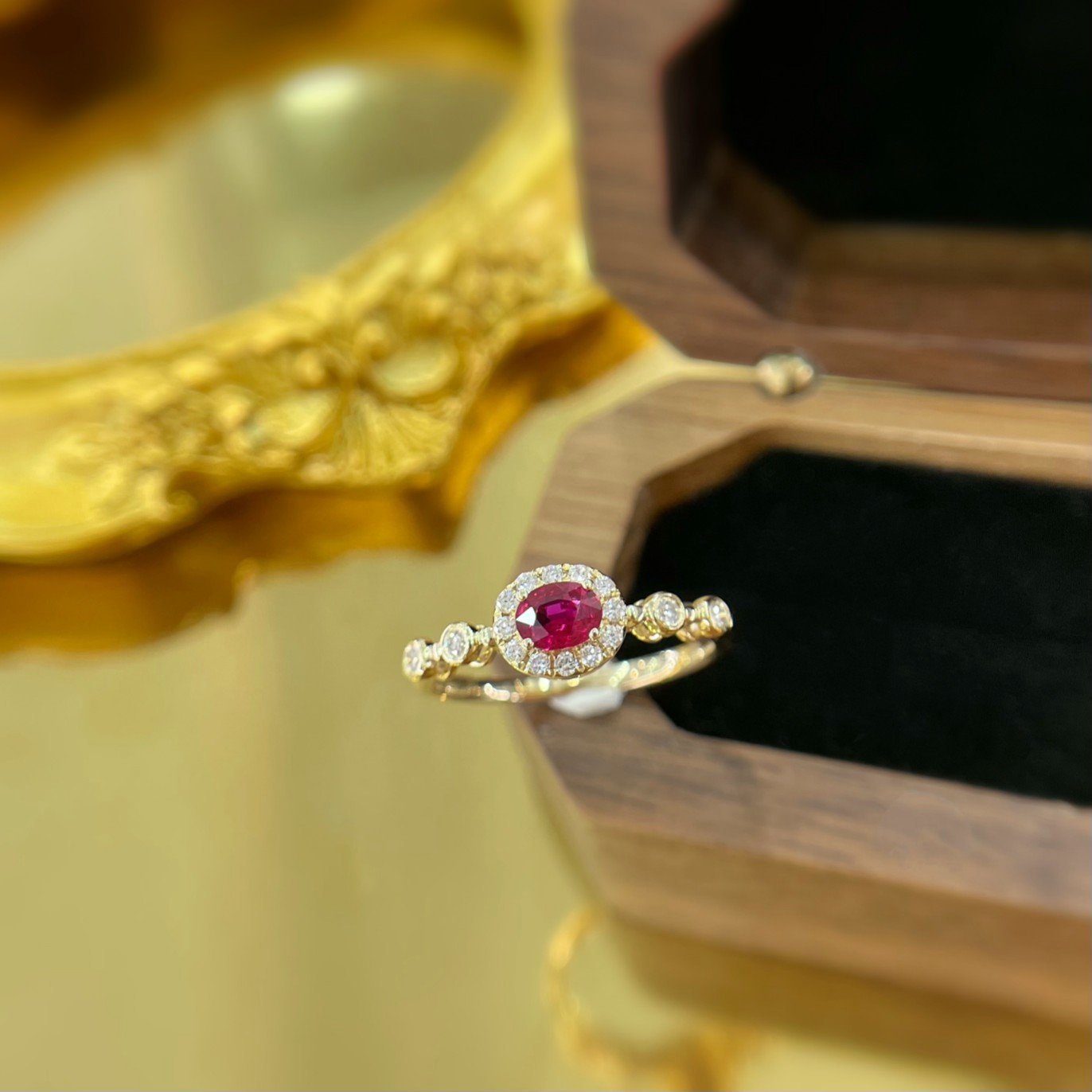 Ruby Ring 0.32 Cts in 18k Gold Jewelry