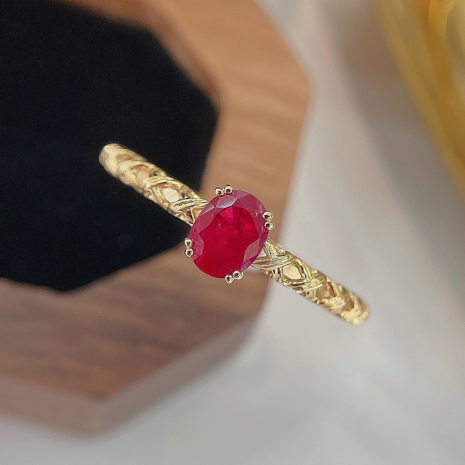 Ruby Ring 0.45 Cts in 18k Gold Jewelry