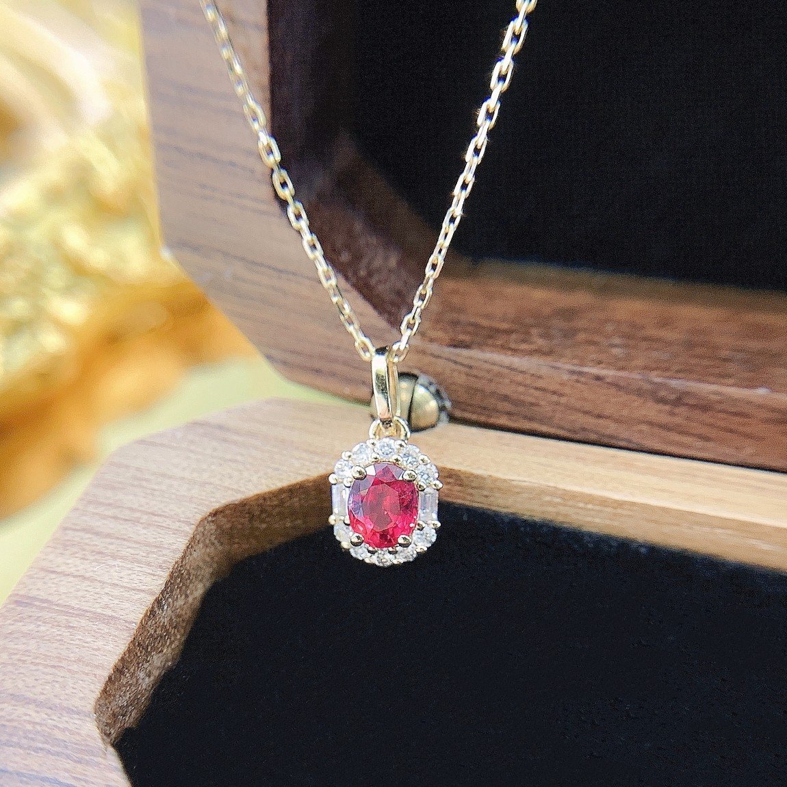 Ruby Pendant 0.36 Cts in 18k Gold Jewelry