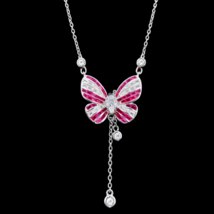 Elegant butterfly necklace with diamonds