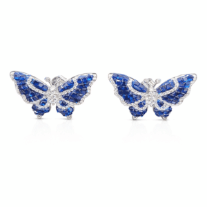 Blue butterfly earrings with gemstones
