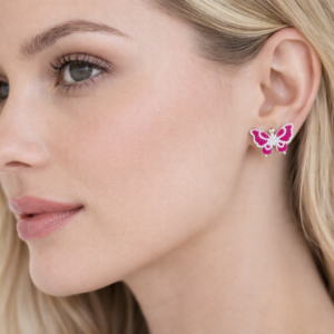 Butterfly earrings on a model