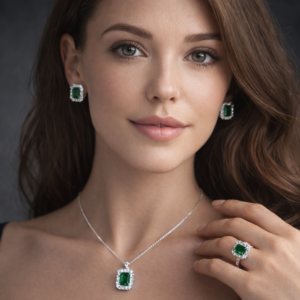 White Gold Plated Pure Silver Set Matching with Sparkling Cubic Stones Gift for Women Memorable