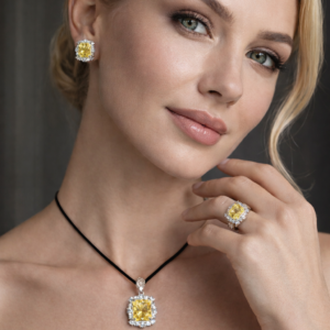 White Gold Plated Pure Silver Set Matching with Sparkling Cubic Stones Gift for Women Memorable