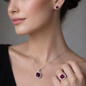 White Gold Plated Pure Silver Set Matching with Sparkling Cubic Stones Gift for Women Memorable