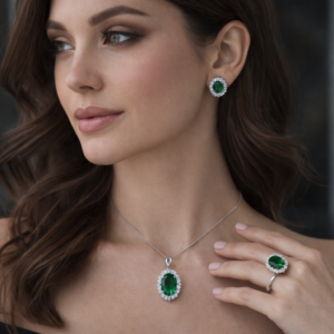 White Gold Plated Pure Silver Set Matching with Sparkling Cubic Stones Gift for Women Memorable