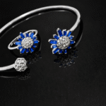 silver bangle Pure Silver Bangle with Ring Set with Sparkling Cubic Zircon Stones Gift for Women give you Happiness 6 silver bangle March 2026