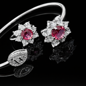 Pure Silver Bangle with Ring Set with Sparkling CZ Stones Gift for Women Luxurious