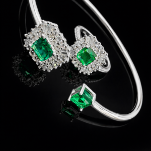 Pure Silver Bangle with Ring Set with Sparkling CZ Stones Gift for Women Unseen