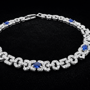 Elegant silver necklace with blue stones