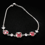Silver Bracelet Elegant Silver Cubic Zircon Bracelet for Girls & Women Daily Wear Jewelry Adjustable Beautiful 6 Elegant silver bracelet with red gems