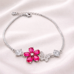 Silver Bracelet Elegant Silver Cubic Zircon Bracelet for Girls & Women Daily Wear Jewelry Adjustable Bargain 6 Elegant bracelet with pink gemstones