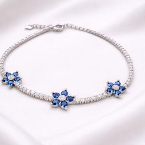 Elegant silver necklace with blue gemstones