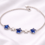 Silver Bracelet Elegant Silver Cubic Zircon Bracelet for Girls & Women Daily Wear Jewelry Adjustable Crazy 6 Silver bracelet with blue gemstones