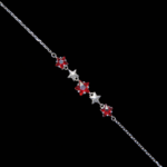 Silver Bracelet Elegant Silver Cubic Zircon Bracelet for Girls & Women Daily Wear Jewelry Adjustable Daring 6 Silver bracelet with red stars