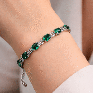 Elegant green gemstone bracelet on wrist