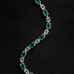 Silver Bracelet Elegant Silver Cubic Zircon Bracelet for Girls & Women Daily Wear Jewelry Adjustable for Investment 6 Elegant green gemstone bracelet on black