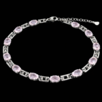 Silver Bracelet Elegant Silver Cubic Zircon Bracelet for Girls & Women Daily Wear Jewelry Adjustable Latest 6 Elegant silver bracelet with pink gemstones