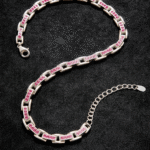 Silver Bracelet Elegant Silver Cubic Zircon Bracelet for Girls & Women Daily Wear Jewelry Adjustable Lavishly 6 Silver chain with pink gemstones