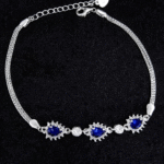 Silver Bracelet Elegant Silver Cubic Zircon Bracelet for Girls & Women Daily Wear Jewelry Adjustable Luxury 6 Silver bracelet with blue gemstones