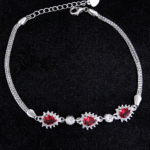 Silver Bracelet Elegant Silver Cubic Zircon Bracelet for Girls & Women Daily Wear Jewelry Adjustable for Love 6 Silver bracelet with red gemstones