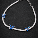 Silver Bracelet Elegant Silver Cubic Zircon Bracelet for Girls & Women Daily Wear Jewelry Adjustable Memorable 6 Elegant silver bracelet with blue stones