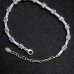 Silver Bracelet Elegant Silver Cubic Zircon Bracelet for Girls & Women Daily Wear Jewelry Adjustable Low Price 6 Silver bracelet with purple gemstones