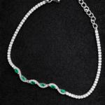 Silver Bracelet Elegant Silver Cubic Zircon Bracelet for Girls & Women Daily Wear Jewelry Adjustable Surprise for her 6 Elegant silver bracelet with emeralds