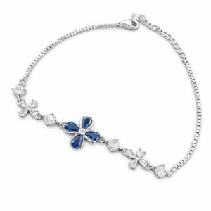 Elegant silver bracelet with blue stones