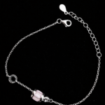 Silver Bracelet Elegant Silver Cubic Zircon Bracelet for Girls & Women Daily Wear Jewelry Adjustable Unseen 6 Silver bracelet with pink charm