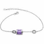 Silver Bracelet Elegant Silver Cubic Zircon Bracelet for Girls & Women Daily Wear Jewelry Adjustable Wanted 6 Silver bracelet with purple gemstone