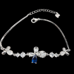 Silver Bracelet Elegant Silver Cubic Zircon Bracelet for Girls & Women Daily Wear Jewelry Adjustable Super 6 Elegant silver bracelet with blue gem