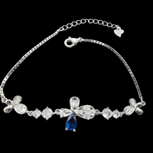 Elegant silver bracelet with blue gem