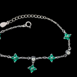 Silver Bracelet Elegant Silver Cubic Zircon Bracelet for Girls & Women Daily Wear Jewelry Adjustable Affordable 6 Silver bracelet with green gemstones