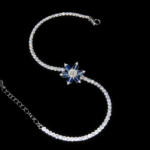 Silver Bracelet Elegant Silver Cubic Zircon Bracelet for Girls & Women Daily Wear Jewelry Adjustable Amazing 6 Elegant silver bracelet with blue gem