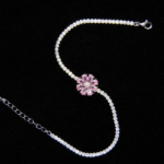 Silver Bracelet Elegant Silver Cubic Zircon Bracelet for Girls & Women Daily Wear Jewelry Adjustable Bargain 6 Elegant bracelet with pink flower centerpiece