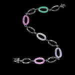 Silver Bracelet Elegant Silver Cubic Zircon Bracelet for Girls & Women Daily Wear Jewelry Adjustable Beauty 6 Colorful gemstone bracelet on black background