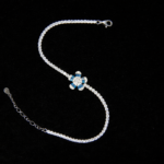 Silver Bracelet Elegant Silver Cubic Zircon Bracelet for Girls & Women Daily Wear Jewelry Adjustable in Budget 6 Silver bracelet with blue flower design