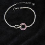 Silver Bracelet Elegant Silver Cubic Zircon Bracelet for Girls & Women Daily Wear Jewelry Adjustable Daring 6 Elegant bracelet with pink accents