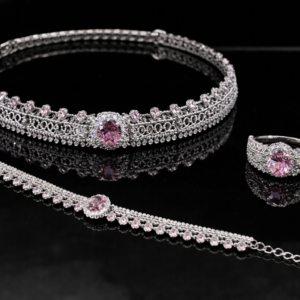 White Gold Plated Pure Silver Set Matching with Sparkling Cubic Stones Gift for Women Memorable