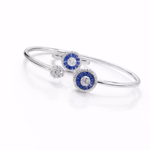 Pure Silver Bangle with Ring Set with Sparkling Cubic Zircon Stones Gift for Women Limited