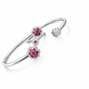 Pure Silver Bangle with Ring Set with Sparkling Cubic Zircon Stones Gift for Women Affordable