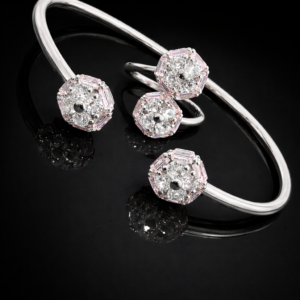 Pure Silver Bangle with Ring Set with Sparkling Cubic Zircon Stones Gift for Women Attractive