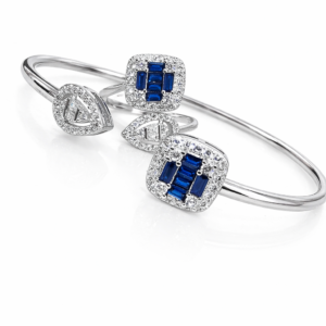 Pure Silver Bangle with Ring Set with Sparkling Cubic Zircon Stones Gift for Women Best