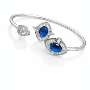 Pure Silver Bangle with Ring Set with Sparkling Cubic Zircon Stones Gift for Women Daring