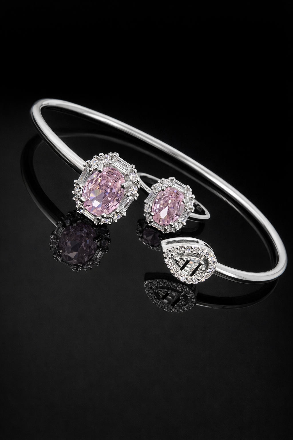 silver bangle Pure Silver Bangle with Ring Set with Sparkling Cubic Zircon Stones Gift for Women Latest 1 silver bangle March 2026