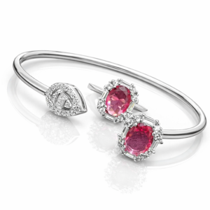 Pure Silver Bangle with Ring Set with Sparkling Cubic Zircon Stones Gift for Women Limited